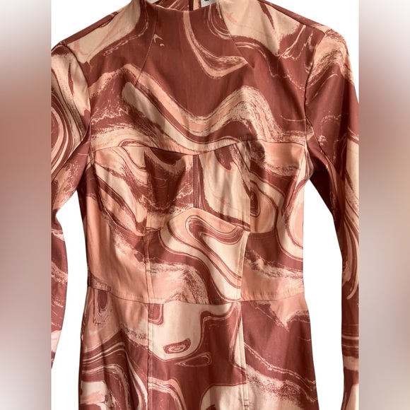 ASOS DESIGN Pink Swirl Structured Maxi Dress Long Sleeve Size 6 - Picture 6 of 8